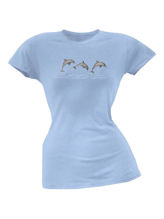 Dolphins Embroidered Women's T-Shirt - Medium