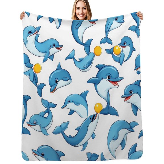 Dolphins Flannel Blankets Soft Warm Throw Blanket Autumn Camping Bedroom Aesthetic Bedspread