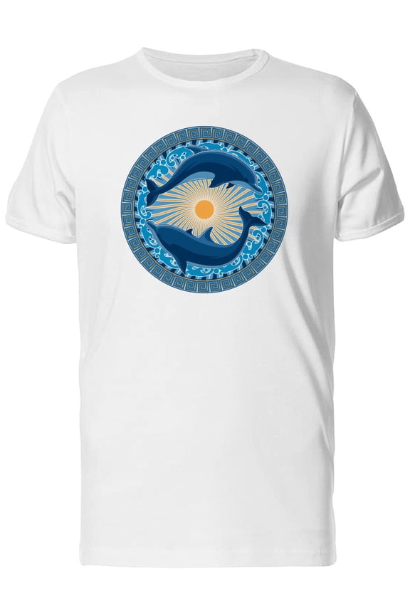 Dolphins In Circle With Sun T-Shirt Men -Image by Shutterstock, Male 4X-Large