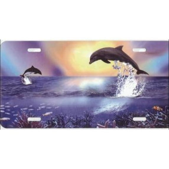 Dolphins Jumping Airbrush License Plate Free Personalization on this Air Brush