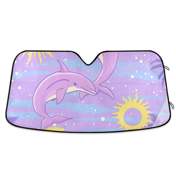 Dolphins Jumping Car Windshield Sun Shade Reflector Sunshade Foldable for Front Keeps Vehicle Cool