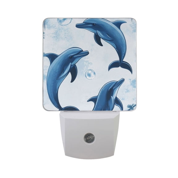Dolphins Jumping Trees Bubbles LED Night Light with Smart Sensor Plug Into Wall Dusk to Dawn 2 packs