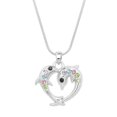thumbnail image 1 of Dolphins Pendant Necklace Rhinestone Crystal Rhodium High Polished J0619-MT, 1 of 3