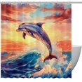 thumbnail image 1 of Dolphins Waterproof Printed Bathroom Shower Curtain Sets with Hooks - Stylish Bathroom Decoration, 1 of 6