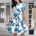 thumbnail image 1 of Dolphins Women's Classic Swing Skater Dress Casual Work Party Cocktail Dresses, 1 of 6