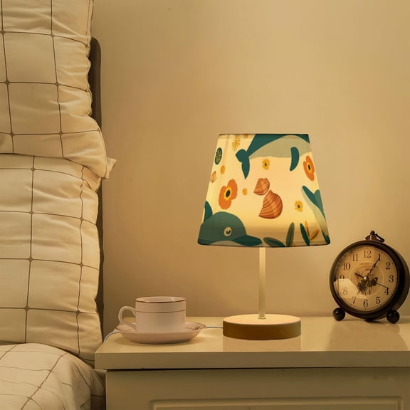 Dolphins and Flowers LED Desk Lamp Table Lamp USB Bedside Nightstand Small Lamp for Bedroom Living Room Kids Room