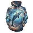 thumbnail image 1 of Dolphins in Space Regular Fit Hoodie, Sporty Pullover Hooded Sweatshirt for Men Women S, 1 of 6