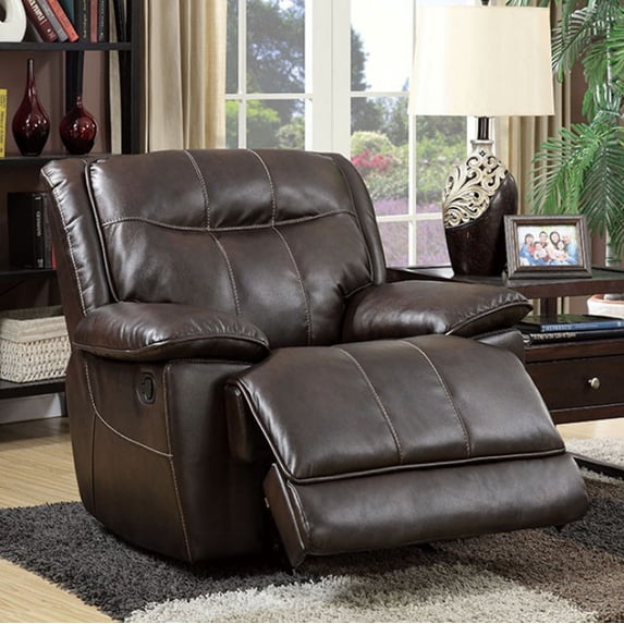 Dolton Transitional Glider Recliner Single Chair, Brown Finish