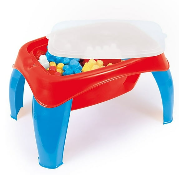 Dolu: Activity Table With 30Pcs Jumblocks - Red & Blue - Multi-Use Play Table & Bricks, Storage Compartment, Free Play Assembly, Toddler Kid Age 18mo+