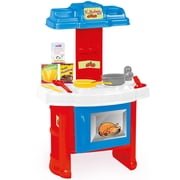 Dolu Chefs Kitchen Set - Red-Blue-White - 20pc Toy Cooking Center, Stovetop Appliance Pretend Play, Dishes & Food Accessories, Kids & Toddlers 2+