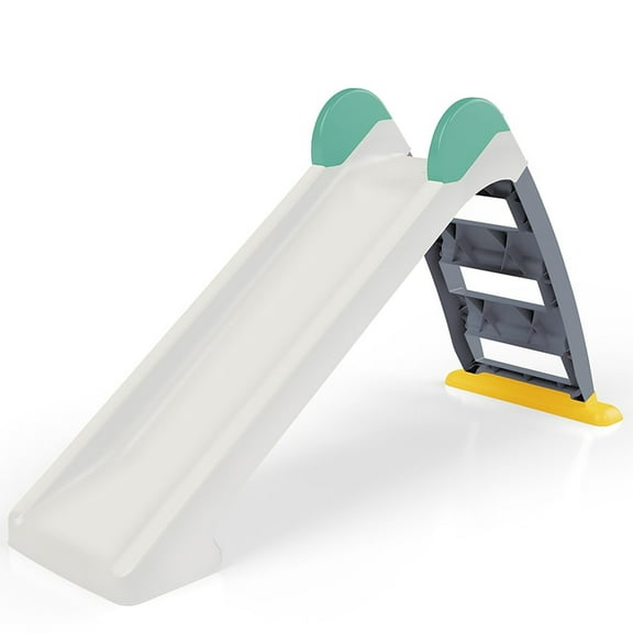 Dolu: Children's Slide - White, Grey, Green - Waterslide Hose Attachment, Indoor/Outdoor, Durable Plastic, 52.4 x 17.7 x 28.4", Toddler & Kids Age 2+