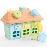 Dolu Shape Sorter - Sweet Cottage - 9pc Sort & Play Toy, Lockable Doors Key Set, 5 Shapes & Matching Cutouts, Soft Pastel Colors, Toddlers Kids 12mo+