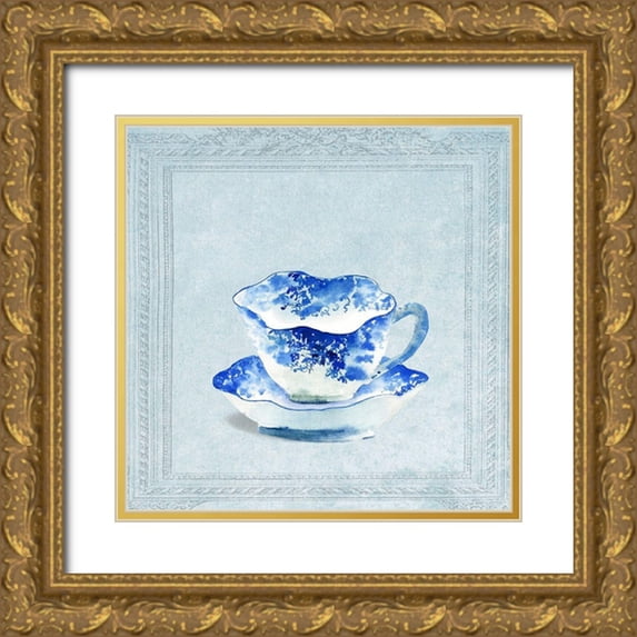 Dolzhenko, Anna 12x12 Gold Ornate Wood Framed with Double Matting Museum Art Print Titled - Vintaged Pattern Tea Cup