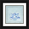 thumbnail image 1 of Dolzhenko, Anna 26x26 Black Ornate Wood Framed with Double Matting Museum Art Print Titled - Watercolored Blue and White Tea Cup, 1 of 4
