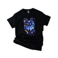 thumbnail image 1 of Dom Men's Black With Space Wolf Graphic Print Sci-Fi Themed Unisex T-Shirt, up to 5XL, 1 of 3