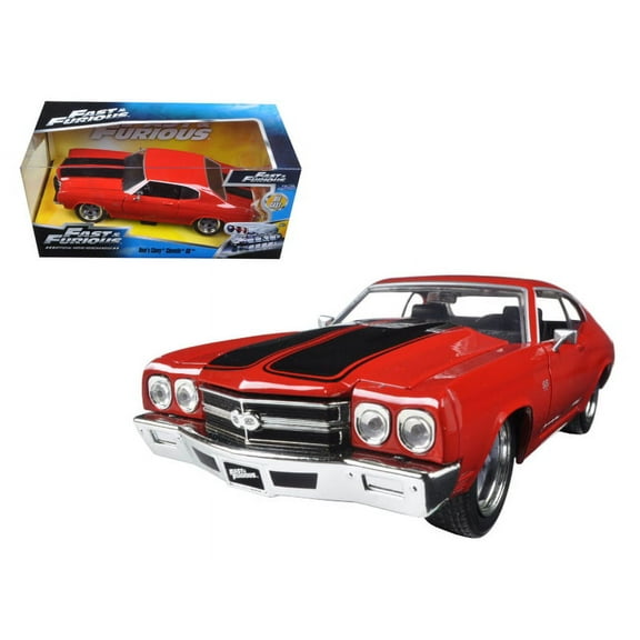 Dom's Chevrolet Chevelle SS Red with Black Stripes "Fast & Furious" Movie 1/24 Diecast Model Car by Jada