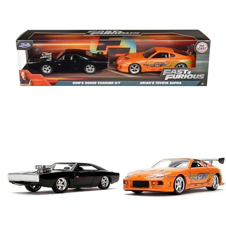 Dom's Dodge Charger R/T Black and Brian's Toyota Supra