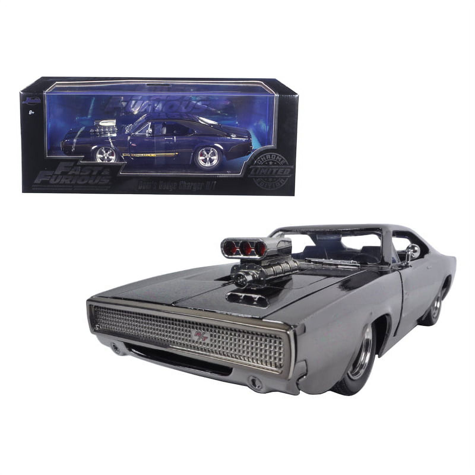 Dom\'s Dodge Charger R/T Chrome Limited Edition Fast & Furious Movie 1/24  Diecast Model Car by Jada