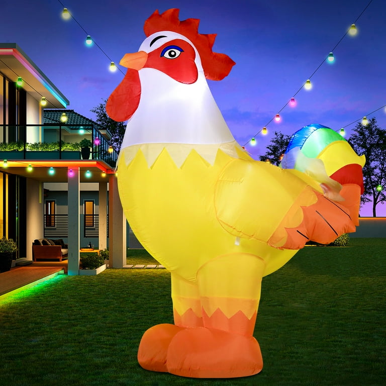 DomKom 6FT Christmas Rooster Inflatables Blow up Animals Cute Chicken Cock Decorations Outdoor Yard Built in LED Lights Big Large Decor Party Farm