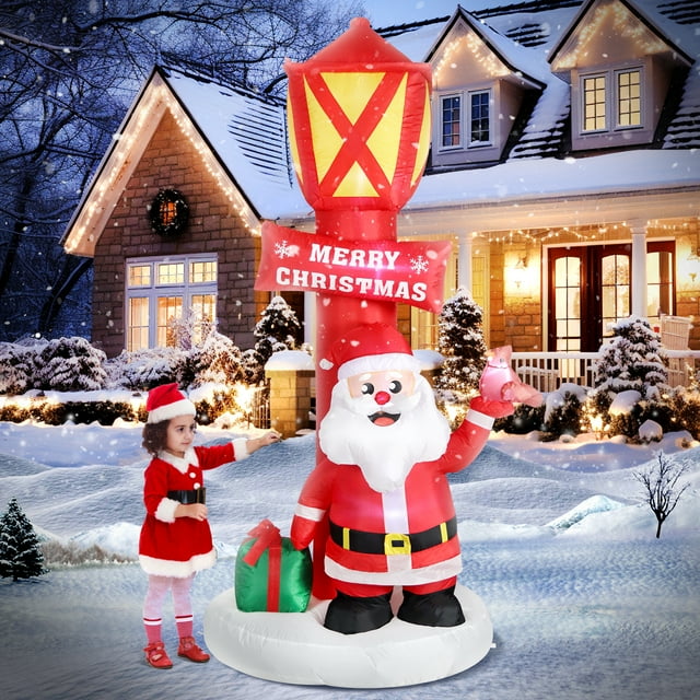 DomKom 8 FT Christmas Inflatable Outdoor Decorations Santa Claus with