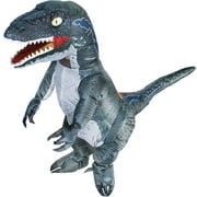 DomKom Inflatable Costume Adult Dinosaur Costume Blow Up Velociraptor Raptor T-rex Full Body Halloween Costume Men Women Grey