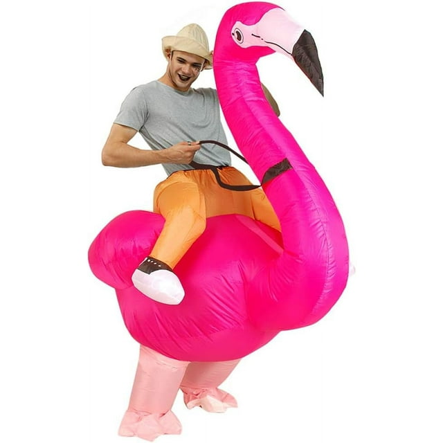 DomKom Inflatable Flamingo Costume,Inflatable Costume for Adult Funny,Halloween Blow Up Costume