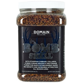Domain Outdoor Bombshell Food Plot Seed - Covers 1/2 Acre - Rapid Growth Brassica Mix with Ethiopian Cabbage and Collards for Whitetail Deer, 3 lb