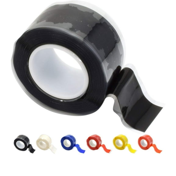 Domain Cycling - Bike Handlebar Tape - Self-Fusing Silicone Waterproofing Tape - 10 Ft Roll of Self-Bonding Handlebar Tape for Road Bike - Repair Griptape (Black)