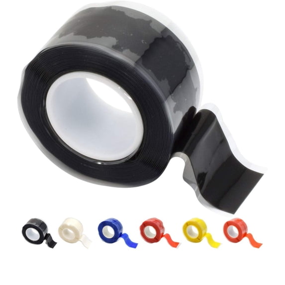 Domain Cycling Self-Fusing Silicone Handlebar Tape, 10 Ft Waterproof Grip Tape, Black