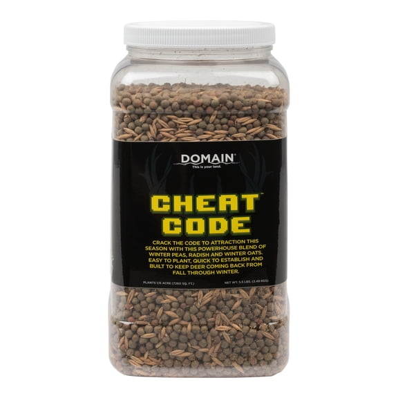 Domain Outdoor Cheat Code Deer Food Plot Seed - No-Equipment & Easy-to-Plant Fall Mix - Annual Seed for Whitetail Deer, 5.5 lb. - Covers 1/6 Acre