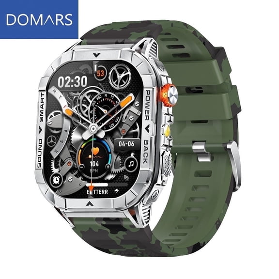 Domars 2.13 Inch AMOLED Smart Watch, Bluetooth Calling Smartwatch with 480mAh Long Battery, 100+ Sports Modes, IP68 Waterproof, Flashlight & Multilingual Support for Daily Outdoor Use