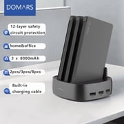 Domars 3pcs Portable Charge Power Bank with Station, 8000mAh Power Bank Packs, Built-in 3-in-1 Charging Cables