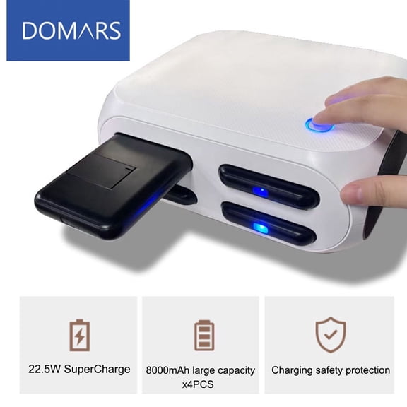 Domars 4 Pack 8000mAh Magnetic Power Bank, 22.5W Fast Charging Portable Charger with Built-in Cables & Phone Stand, Pop-up Shared Charging Station for Home Hotel Office