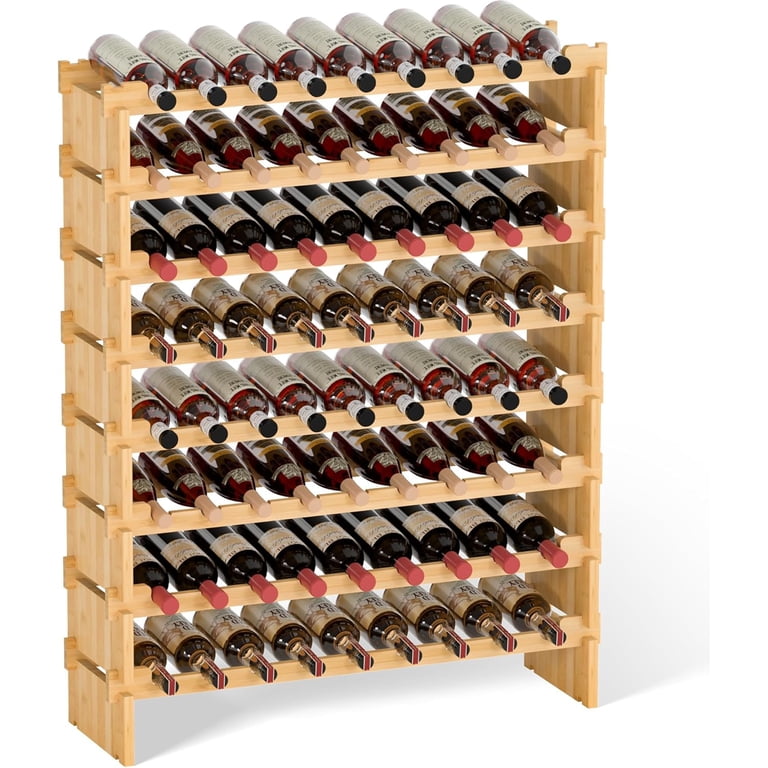 8 Tier Stackable Wine Rack 72 Bottle Bamboo Wine Rack Freestanding ...