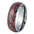 thumbnail image 1 of Jewelry Avalanche Mens Dome Tungsten Carbide Wedding Band Chains & Red Beads Inlay, Comfort Fit 8MM, 1 of 4