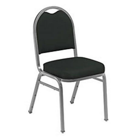 Dome-Back Vinyl Upholstered Stack Chair Panther Black with Silvervein Frame