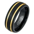 thumbnail image 1 of Dome Black IP 8mm Two Yellow IP Grooves Wedding Band Comfort Fit - Mens Tungsten Carbide Ring - #988s10, 1 of 4