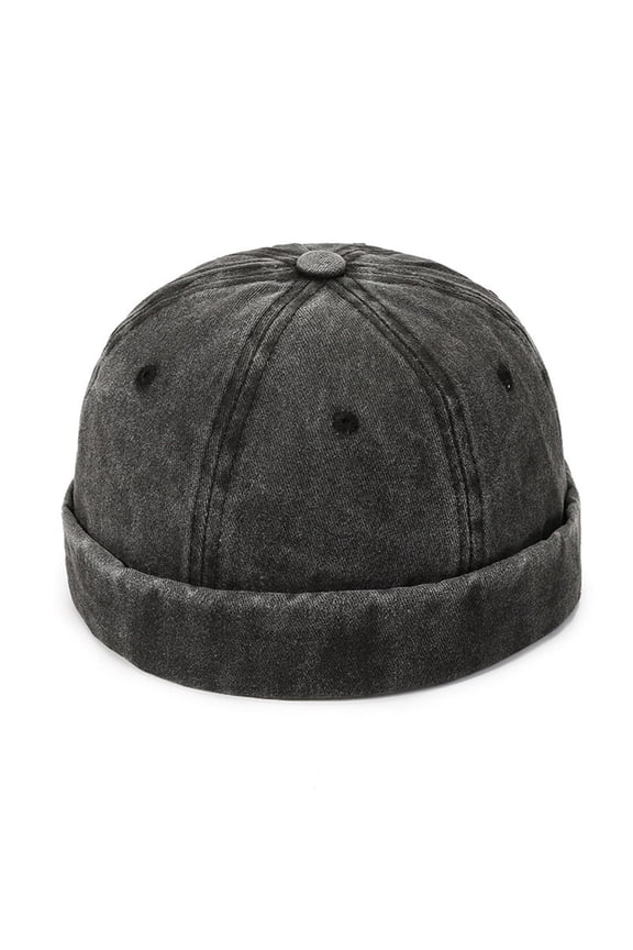 Dome Brimless Hats for Women Men Sailor Docker Beanie Cap Hop Hats,Color:Black