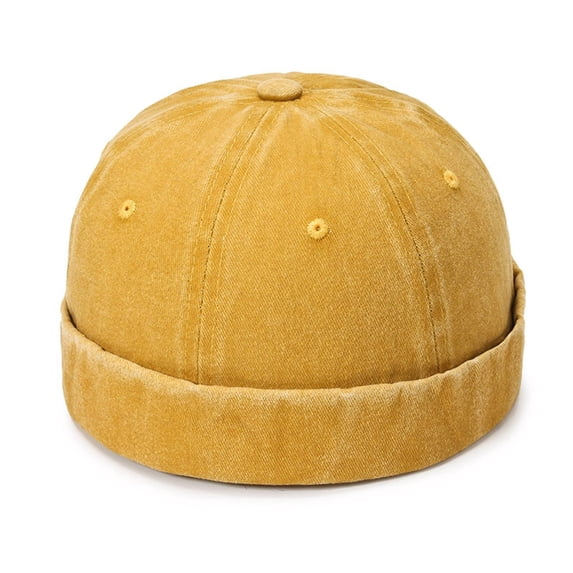 Dome Brimless Hats for Women Men Sailor Docker Beanie Cap Hop Hats,Color:Yellow