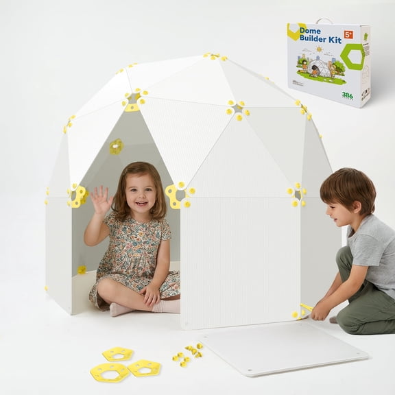 Dome Builder Kit for Kids, (2026 Upcycled) 386 PCS Construction Set for Creative Indoor & Outdoor Fort Building