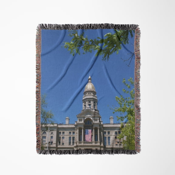 Dome, Capitol Building, Cheyenne, Wyoming - Us51 Bba0031 - Bill Bachmann, Woven Blanket