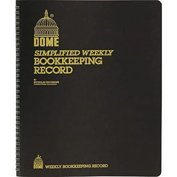 Dome DOM600 Bookkeeping Record Book Weekly 128 Pages 9 x11 Inches, Brown / 3 Pack