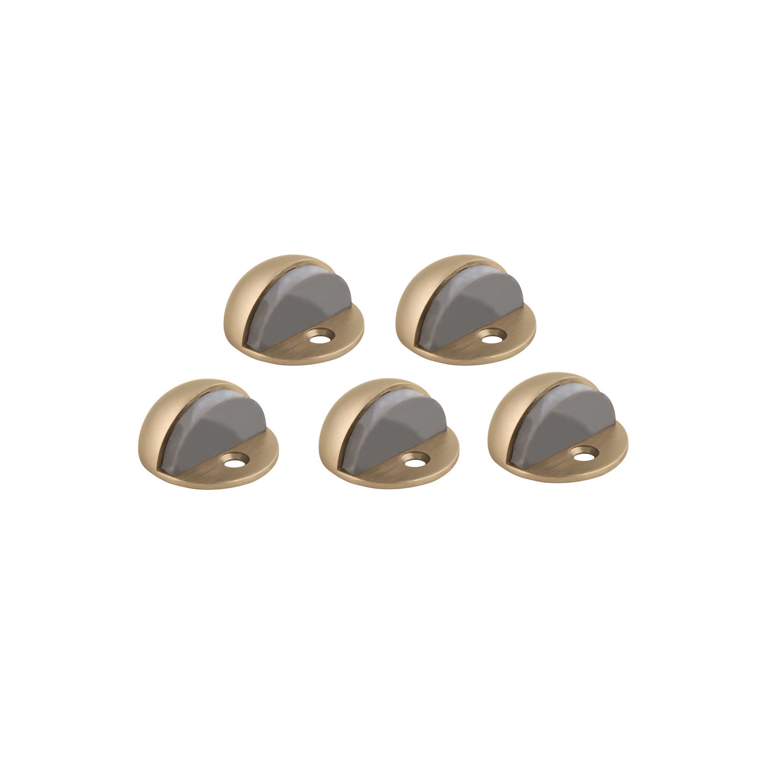 Dome Door Stop Wall Protectors with Rubber Stopper – Satin Brass Floor Mounted Door Stoppers 5-Pack – Design House, WM518187