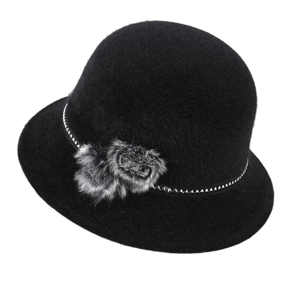 Dome Fedoras Hats For Women Winter Autumn Jazz Hat Elegant Ladies Bowler Winter Fall Black One Size