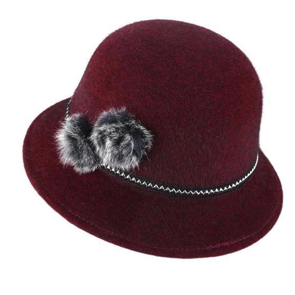 Dome Fedoras Hats For Women Winter Autumn Jazz Hat Elegant Ladies Bowler Winter Fall Wine One Size