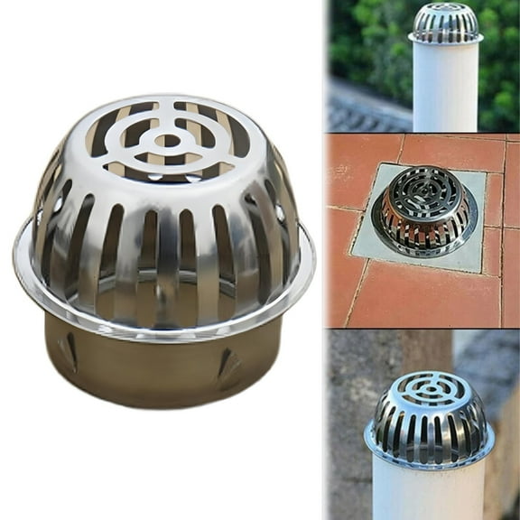 Dome Floor Drain Cover, Stainless Steel Round Shape Roof Floor Drain Outdoor Gutter Guard Filter for Home Bathroom Yard Balcony Garden Basements (75mm/3in)