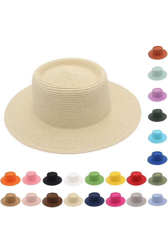 Dome French Top Hat, Classic Straw Boater Hat for Women, Elegant Wedding Ceremony Hat with Grosgrain Ribbon, Summer Garden Party and Church Hat-Hot Pink