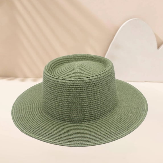 Dome French Top Hat, Classic Straw Boater Hat for Women, Elegant Wedding Ceremony Hat with Grosgrain Ribbon, Summer Garden Party and Church Hat-Light Green