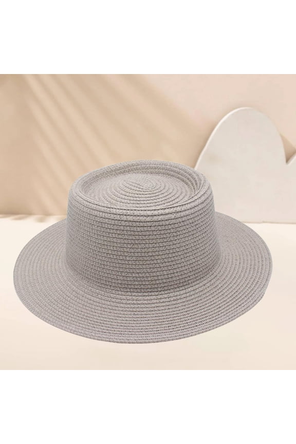 Dome French Top Hat, Classic Straw Boater Hat for Women, Elegant Wedding Ceremony Hat with Grosgrain Ribbon, Summer Garden Party and Church Hat-Gray
