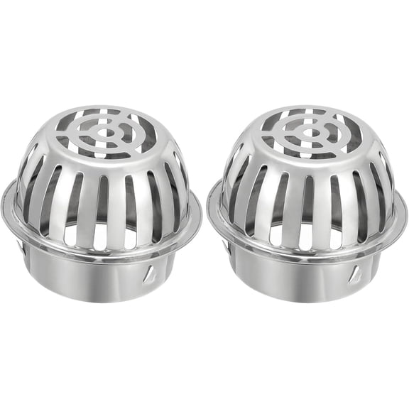 Dome Gutter Guard Filter 4 Inch, 2 Pack 304 Stainless Steel Downspout Strainer, Anti-Blocking Outdoor Gutter Cleaning Tool for Stops Leaves Debris, Fits 3.9-4.1 Inch